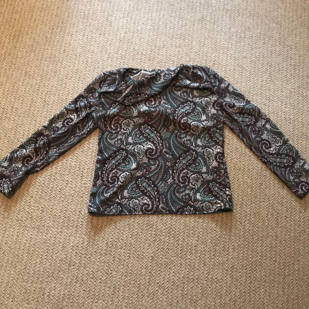 LaVia Draped Neckline Paisley Blouse Size 44
